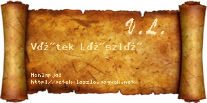 Vétek László névjegykártya